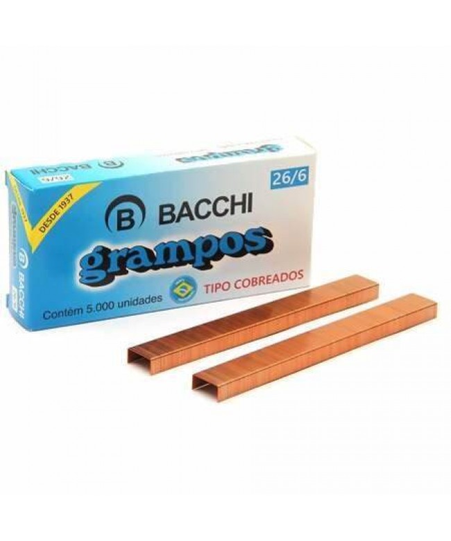 Grampo para grampeador 26/6 cobreado - Bacchi